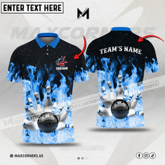 Maxcorners Bowling Fire Customized Name & Team Name 3D Shirt (6 colors)