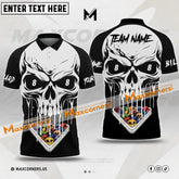 Maxcorners Billiards Skull Halloween Sport Jersey Multicolor Options Personalized Name, Team Name 3D Polo Shirt (4 Colors)