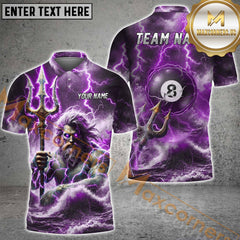 Maxcorners Ball 8 Dominate The Lanes With Poseidon Power Billiard Jersey Multicolor Options Personalized Name, Team Name 3D Polo Shirt