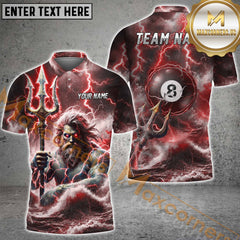Maxcorners Ball 8 Dominate The Lanes With Poseidon Power Billiard Jersey Multicolor Options Personalized Name, Team Name 3D Polo Shirt