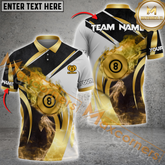 Maxcorners Ball 8 Enhance Your Team's Look With Custom Name, Team Name Golden Billiard Polo Shirts