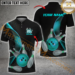 Maxcorners Bowling Strike Motion Minimal Style Multicolor Customized Name, Team Name 3D Polo Shirt
