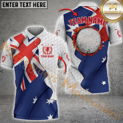 Maxcorners Golf Flag Customized Name, Team Name 3D Polo Shirt
