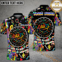 Maxcorners Darts Love and Inclusion Multicolor Customized Name, Team Name 3D Polo Shirt