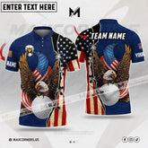 Maxcorners Golf Ball Eagle American Flag Pattern Multicolor Options Customized Name, Team Name 3D Polo Shirt (4 Colors)