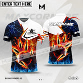 Maxcorners Bowling Ball And Pins Fire And Water Multicolor Option Customized Name & Team Name 3D Shirt (4 colors)