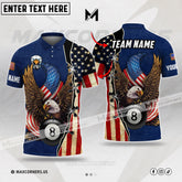 Maxcorners Billiard Ball 8 Eagle American Flag Pattern Multicolor Options Personalized Name, Team Name 3D Polo Shirt (4 Colors)