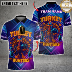 Maxcorners Bowling Turkey Hunters With Neon Style Personalized Name 3D Unisex Shirt