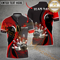 Maxcorners Bowling Golden Splash Multicolor Customized Name, Team Name 3D Shirts