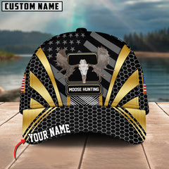 Maxcorners Moose Hunting Hexagon Pattern Multicolor Personalized Name 3D Cap