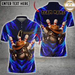 Maxcorners Flaming Cowboy Bowling Multicolor Customized Name, Team Name 3D Shirts