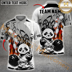 Maxcorners Funny Panda Champion Bowling Jersey Personalized Name, Team Name 3D Shirt