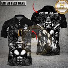Maxcorners Bowling Gorilla Strike Multicolor Customized Name, Team Name 3D Shirts