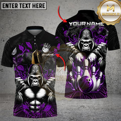 Maxcorners Bowling Gorilla Strike Multicolor Customized Name, Team Name 3D Shirts