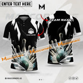 Maxcorners Bowling Ball & Pins Digital Sport Jersey Multicolor Option Customized Name, Team Name 3D Polo Shirt (6 Colors)