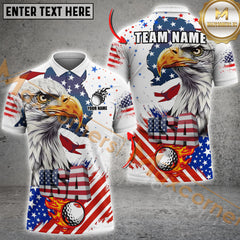 Maxcorners Golf Eagle US Flag Customized Name, Team Name 3D Shirt