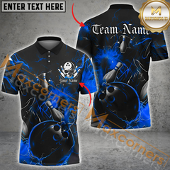 Maxcorners Gear With Skull-Themed Bowling Jersey Multicolor Option Customized Name, Team Name 3D Polo Shirt