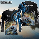 Maxcorners Bass Fishing Smoke Premium Personalized Name, Team Name 3D Long Sleeve Shirt (2 Colors)