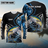 Maxcorners Tuna Fishing Smoke Premium Personalized Name, Team Name 3D Long Sleeve Shirt (2 Colors)