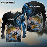 Maxcorners Walleye Fishing Smoke Premium Personalized Name, Team Name 3D Long Sleeve Shirt (2 Colors)