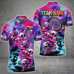 Maxcorners Darts Skull Neon Graffiti Personalized Name, Team Name 3D Shirt For Matt