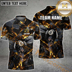 Maxcorners Billiards 8 Ball Dark Material Multicolor Options Personalized Name, Team Name 3D Polo Shirt (6 Colors)