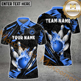 Maxcorners Classic Bowling Jersey Multicolor Customized Name, Team Name 3D Polo Shirt