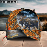 Maxcorners Wilderness Moose Hunting Multicolor Personalized Name 3D Cap (2 Colors)