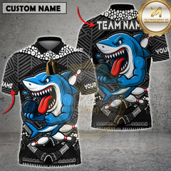 Maxcorners Bowling Fierce Shark Multicolor Customized Name, Team Name 3D Shirts