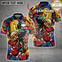 Maxcorners Bowling Graffiti Skull Multicolor Customized Name, Team Name 3D Shirts