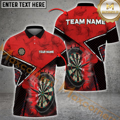 Maxcorners Darts Dartboard Broken Smoke Pattern MutilColor Option Customized Name, Team Name 3D Polo Shirt
