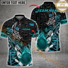 Maxcorners Anubis Ball And Pins Fire Flame Bowling Jersey Multicolor Option Customized Name, Team Name 3D Polo Shirt