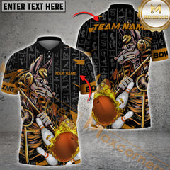 Maxcorners Anubis Ball And Pins Fire Flame Bowling Jersey Multicolor Option Customized Name, Team Name 3D Polo Shirt