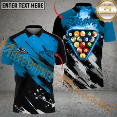 Maxcorners Billiards Ball 8 Burning Rack Pattern Personalized Name, Team Name 3D Polo Shirt (4 Colors )