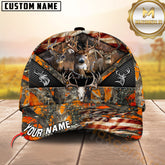 Maxcorners Wilderness Whitetail Buck Camo Terrain Antler Skull US Flag Personalized Hat 3D Printed Multicolor