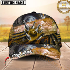 Maxcorners Bowling Drift Paint Splash Multicolor Personalized Name 3D Cap