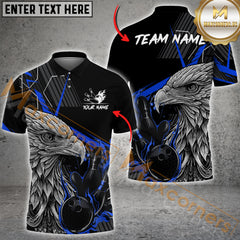 Maxcorners Bowling Majestic Eagle Multicolor Option Customized Name, Team Name 3D Polo Shirt