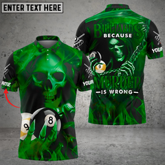 Maxcorners Billiards Reaper Flame Personalized Name, Team Name 3D Polo Shirt ( 6 Colors )