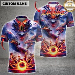 Maxcorners Dragon Inferno Bowling Personalized Name, Team Name 3D Shirts
