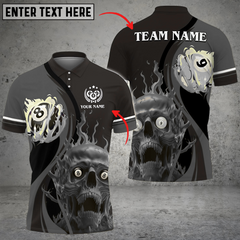 Maxcorners Billiards 8 And 9 Ball Skull Fire Mutilcolor Option Personalized Name, Team Name 3D Shirt