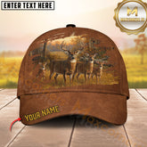 Maxcorners Personalized Vintage Brown Leather Hunting 3D Cap, Perfect Gift for Hunter (Deer/Moose/Boar/Bear/Turkey/Duck)