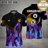Maxcorners Ball 8& Ball 9 Heavenly Flame Billiard Jersey Multicolor Options Personalized Name, Team Name 3D Polo Shirt (4 Colors) For Ahmed