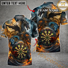 Maxcorners Fiery Elements Dragons Darts Jersey Multicolor Option Customized Name, Team Name 3D Polo Shirt