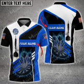 Maxcorners Darts Logo And US Flag Multicolor Option Customized Name, Team Name 3D Polo Shirt (4 Colors)