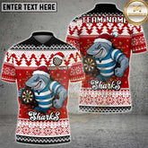 Maxcorners Christmas Shark Dart Multicolor Customized Name, Team Name 3D Shirt