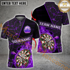 Maxcorners Darts Flame Magma Pattern Mutilcolor Option Customized Name, Team Name 3D Polo Shirt