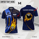 Maxcorners Billiards 8 Ball Flame Fire Multicolor Options Personalized Name, Team Name 3D Polo Shirt (4 Colors)