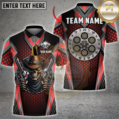 Maxcorners Darts Skull Cowboy Multicolor Customized Name, Team Name 3D Shirts