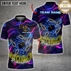 Maxcorners Bowling Neon Gutterly Ridiculous Strike Explosion Personalized Name 3D Unisex Shirt