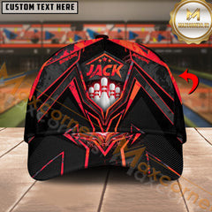 Maxcorners Bowling And Pins Abstract Grunge Texture X Multicolor Personalized Name 3D Cap